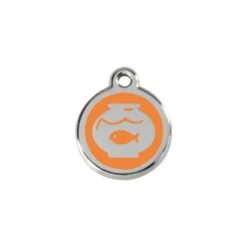 Red Dingo Stainless Steel Engraved Cat Tag Fish Bowl Orange