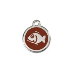 Red Dingo Stainless Steel Engraved Cat Tag Fish Brown
