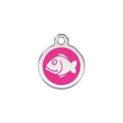 Red Dingo Stainless Steel Engraved Cat Tag Fish Hot Pink