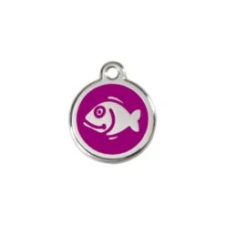 Red Dingo Stainless Steel Engraved Cat Tag Fish Purple