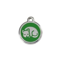 Red Dingo Stainless Steel Engraved Cat Tag Kitten Green