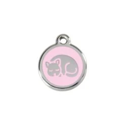 Red Dingo Stainless Steel Engraved Cat Tag Kitten Pink