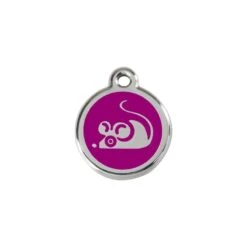 Red Dingo Stainless Steel Engraved Cat Tag Mouse Purple