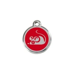 Red Dingo Stainless Steel Engraved Cat Tag Mouse Red