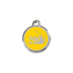 Red Dingo Stainless Steel Engraved Cat Tag Mouse Yellow