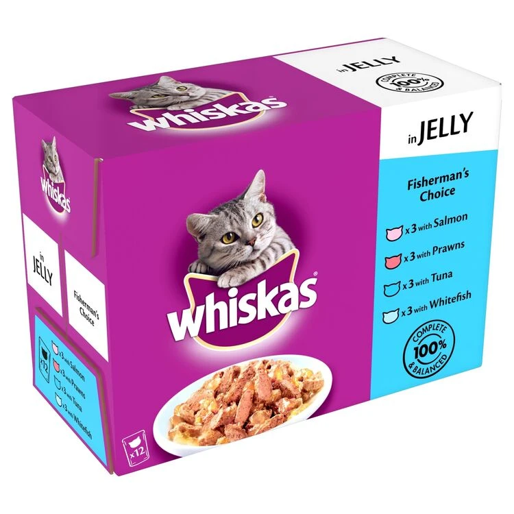 WHISKAS 1+ Cat Pouches Fish Selection In Jelly