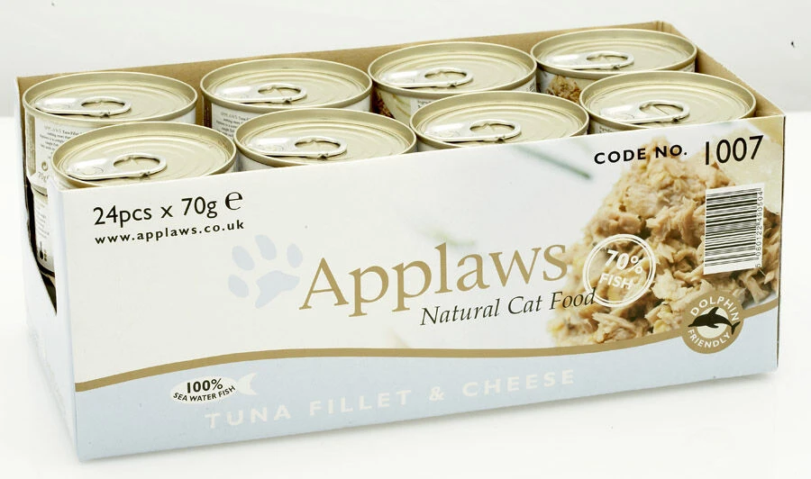 24 X Applaws Cat Can Tuna Fillet & Cheese 70g