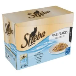 4 X Sheba Fine Flakes Fish Selection 12x85gx4