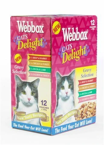 48 X Webbox Cats Delight Pouches Gravy Selection 100g