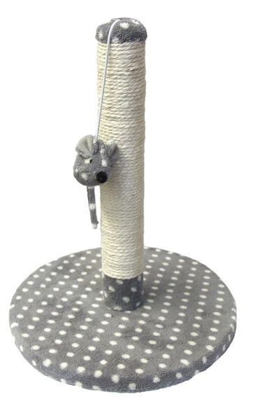 Rosewood Catwalk Scratchers Plush Dijon Catnip Scratcher Post - Grey & Cream