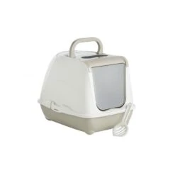 Moderna Hooded Cat Loo In Warm Grey 50cm