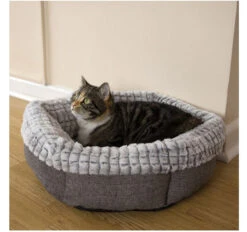 Rosewood 40 Winks Tweed And Plush Cat Bed