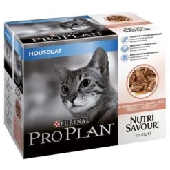 40 X Purina Pro Plan Cat Nutrisavour Housecat With Salmon In Gravy 85g
