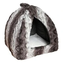 Rosewood 40 Winks Pyramid Cat Snuggle Bed Grey & Cream