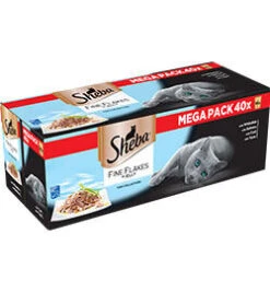 40 X 85g Sheba Pouch Fine Flakes Fish Collection In Jelly