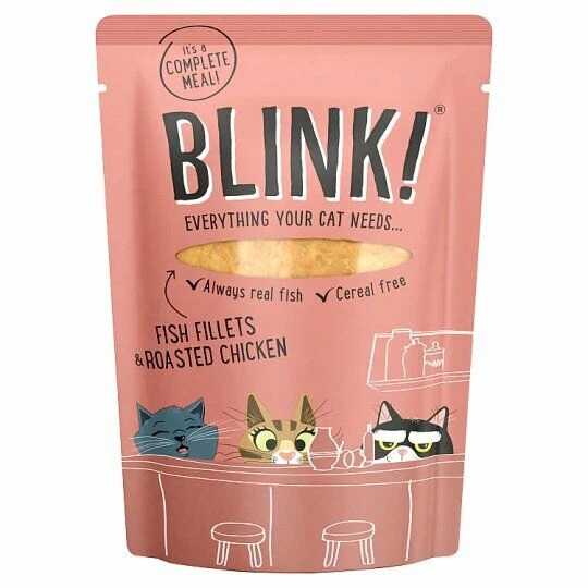 12 X Blink Fish Fillets & Roasted Chicken Cat Food Pouch 85g