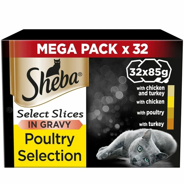 SHEBA Select Slices Cat Trays Poultry Collection In Gravy 32 Pack