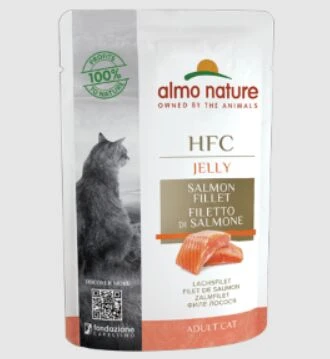24 X Almo Nature HFC Jelly With Salmon Fillet Cat Food 55g