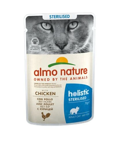 30 X Almo Nature Holistic Sterilised With Chicken Cat Food 70g