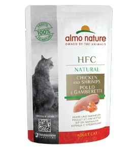 24 X Almo Nature HFC Natural Chicken With Shrimps Cat Food 55g