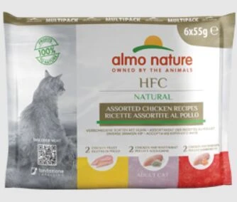48 X Almo Nature Natural Assorted Chicken Recipes Multipack Cat Food 55g