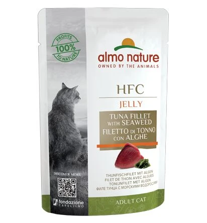 24 X Almo Nature HFC Jelly Tuna Fillet With Seaweed Cat Food 55g