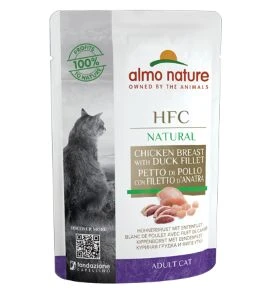24 X Almo Nature HFC Natural Chicken Breast With Duck Fillet Cat Food 55g