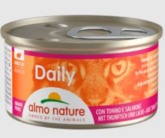 24 X Almo Nature Daily Menu Mousse Cat Food With Tuna And Salmon 85g