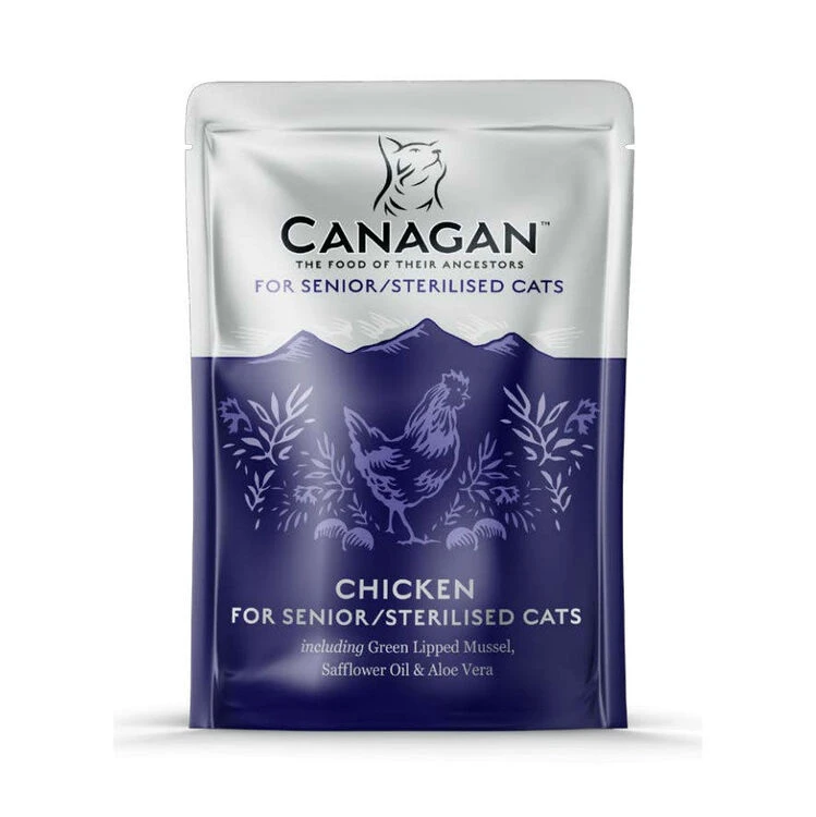 8 X 85g Canagan Wet Cat Food Pouches In Chicken For Senior/Sterilised Cats