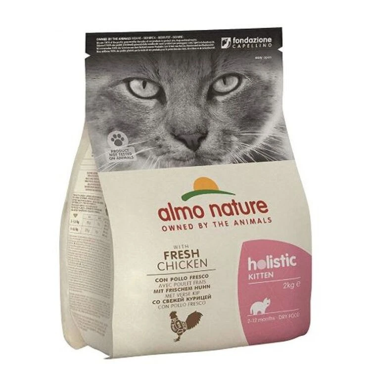 6 X 400g Almo Nature Holistic Dry Cat Kitten Food With Fresh Chicken