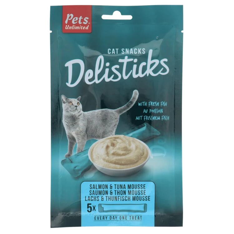 12 X Pets Unlimited Salmon & Tuna Delisticks 5 Pack