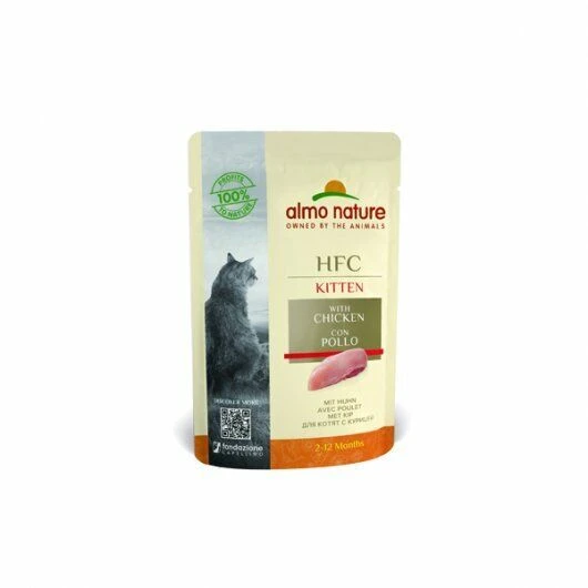 24 X Almo Nature HFC Kitten With Chicken Cat Food 55g