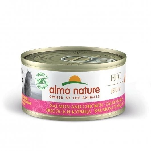 24 X Almo Nature HFC Jelly Salmon And Chicken Cat Food 70g