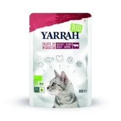 14 X Yarrah Organic Cat Fillets With Beef In Sauce 85g