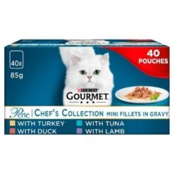 40 X Gourmet Perle Cat Food Chef's Collection Mixed 85g