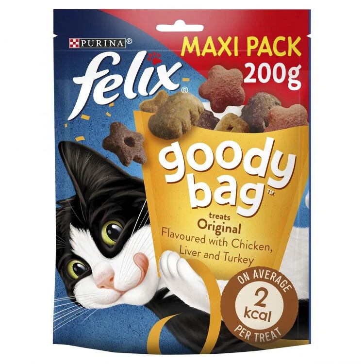 5 X Felix Goody Bag Cat Treats Original Mix 200g