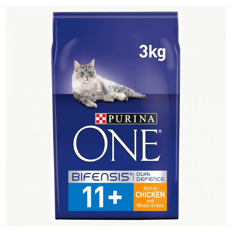 4 X Purina One Senior 11+ Cat Food Chicken And Wholegrain 3kg
