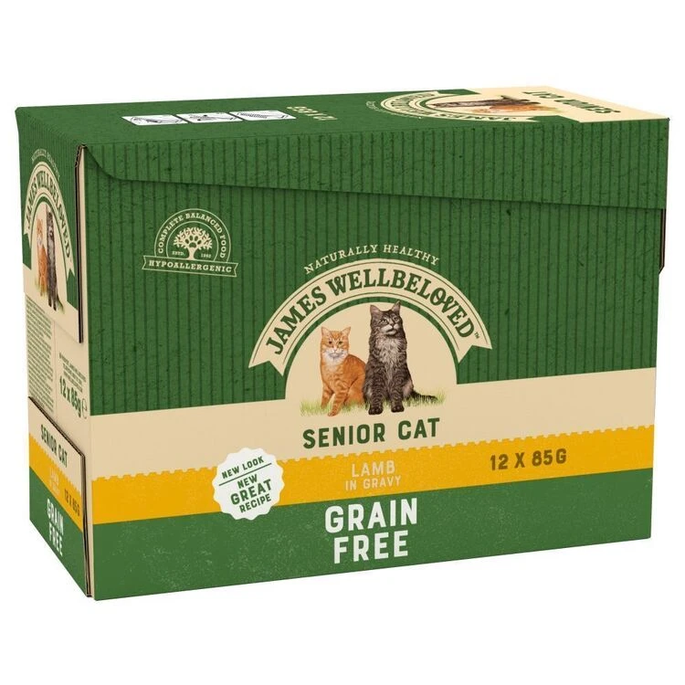 James Wellbeloved Grain Free Cat Pouch Senior Lamb 12 X 85g