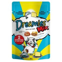 8 X 60g Dreamies Cat Treats Mix With Salmon & Cheese